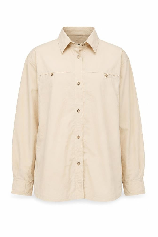 Mens UK Size M Outdoors Beige  Button-Up Long Sleeve Casual Shirt