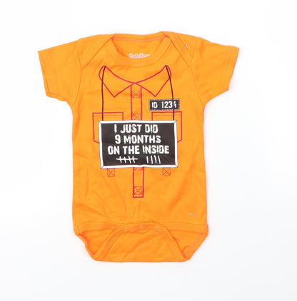 Sara Kety Baby Orange  Cotton Babygrow One-Piece Size 6-9 Months  Snap