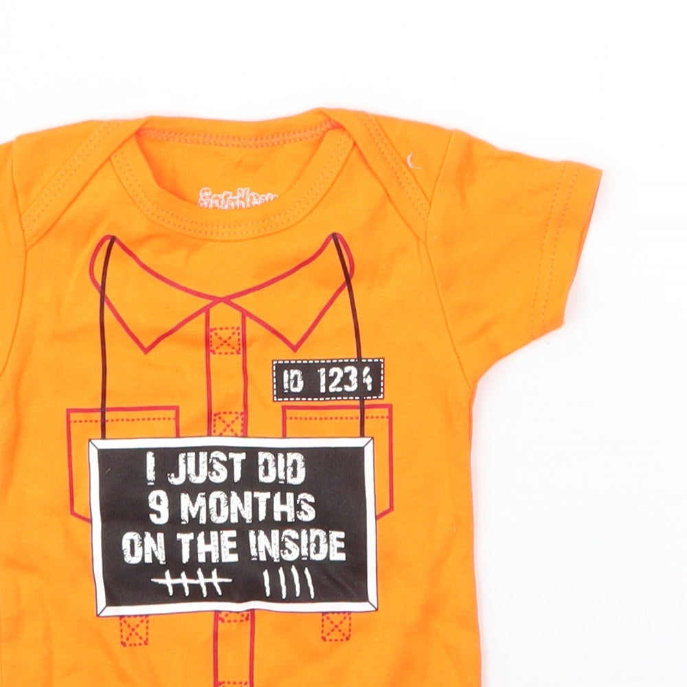 Sara Kety Baby Orange  Cotton Babygrow One-Piece Size 6-9 Months  Snap