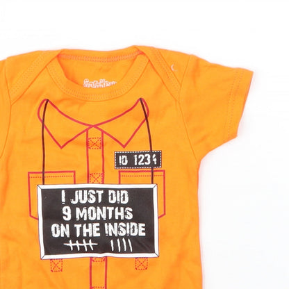 Sara Kety Baby Orange  Cotton Babygrow One-Piece Size 6-9 Months  Snap