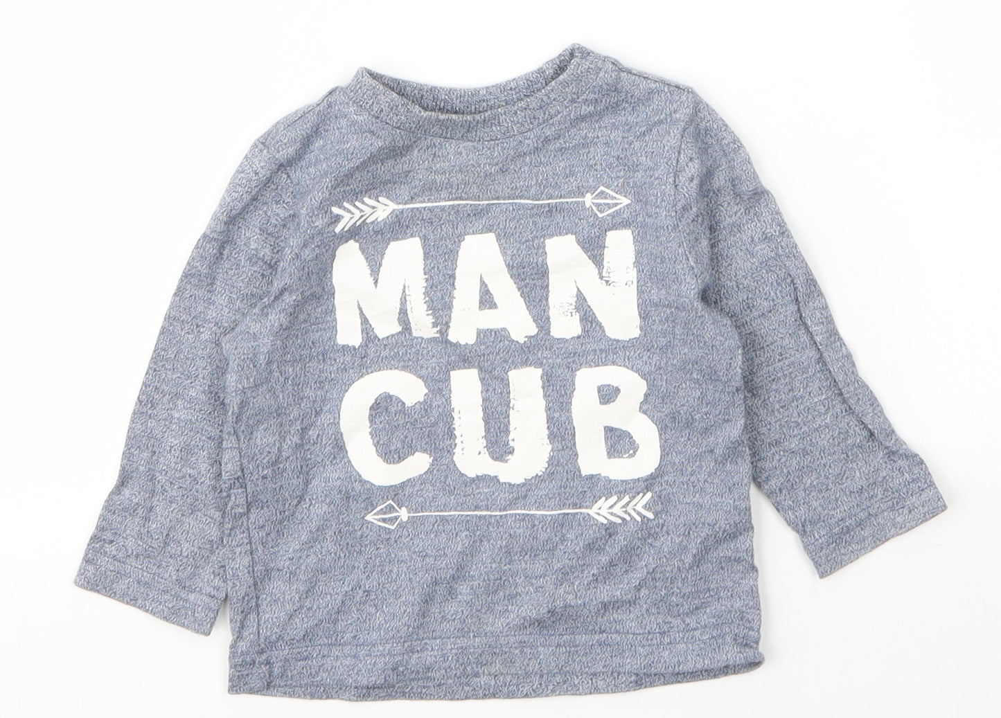 F&F Boys Grey  Cotton Basic T-Shirt Size 6-9 Months Round Neck