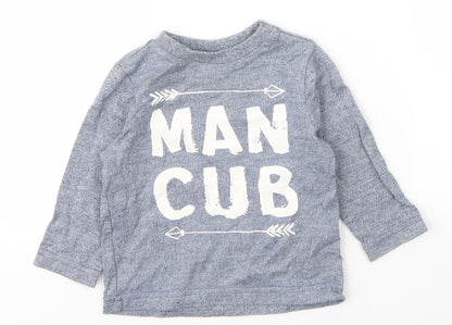 F&F Boys Grey  Cotton Basic T-Shirt Size 6-9 Months Round Neck