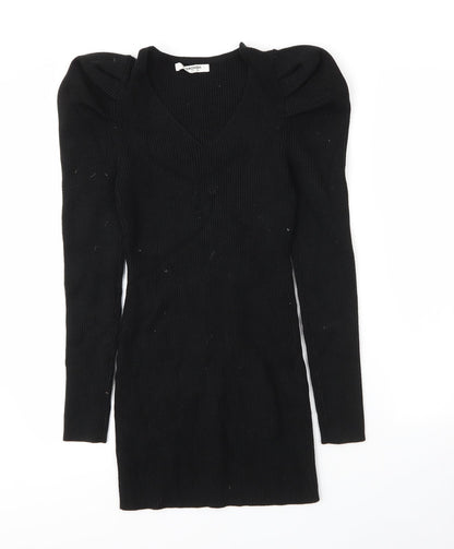 Glamorous Womens Black  Viscose Bodycon  Size 10  V-Neck