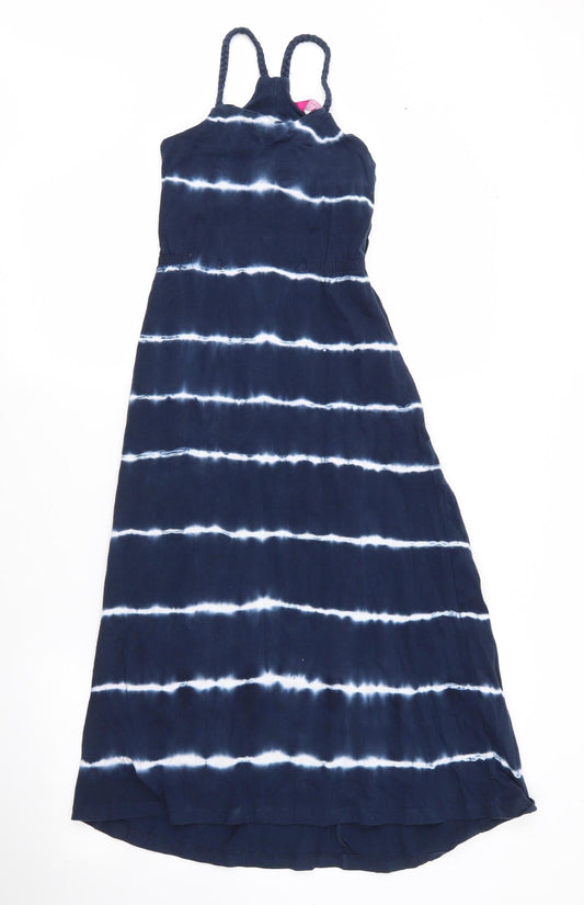 Primark Girls Blue Tie Dye Cotton Maxi  Size 9 Years  Round Neck