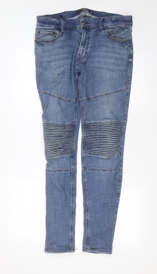 Hollister Mens Blue  Cotton Skinny Jeans Size 34 in L32 in Extra-Slim Zip