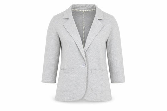 Front view of Primark women’s grey cotton jacket blazer, size UK 8