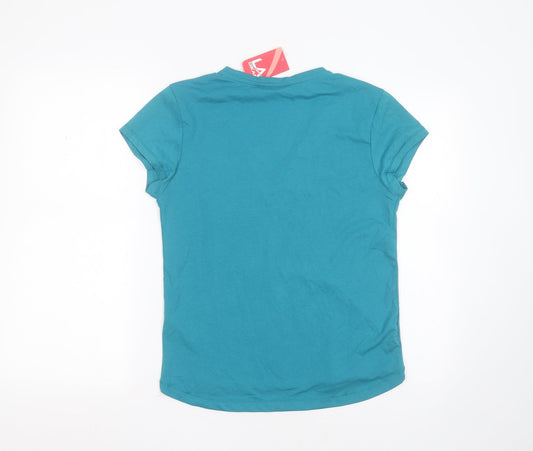 LA Gear Womens Blue  Polyester Basic T-Shirt Size 10 V-Neck