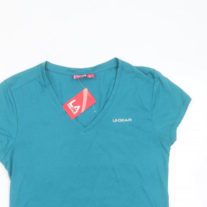 Womens UK Size 10 LA Gear Blue Basic T-Shirt