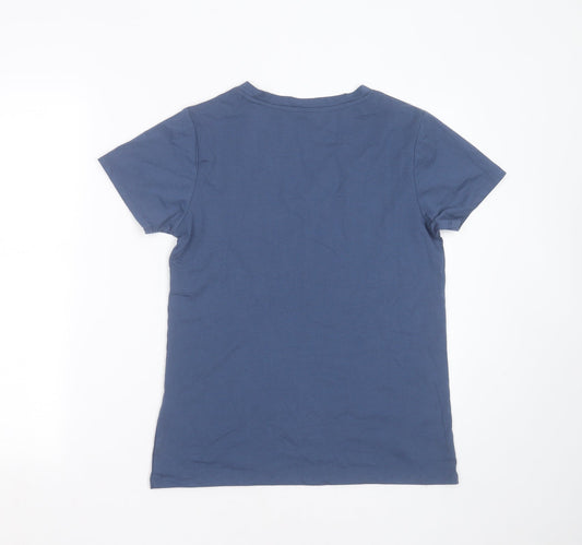 LA Gear Womens Blue  Polyester Basic T-Shirt Size 10 V-Neck