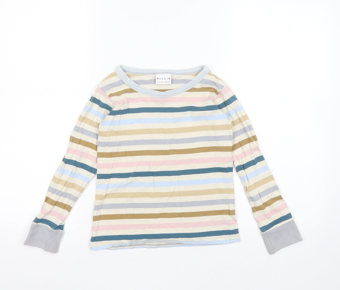 NEXT Girls Multicoloured Striped Cotton Top Pyjama Top Size 8 Years