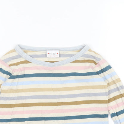 NEXT Girls Multicoloured Striped Cotton Top Pyjama Top Size 8 Years