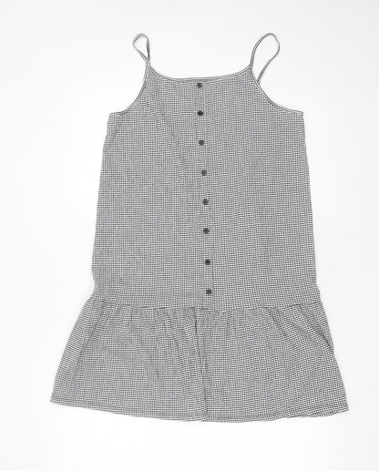 Primark Girls Black Check Polyester Trapeze & Swing  Size 14-15 Years  Round Neck