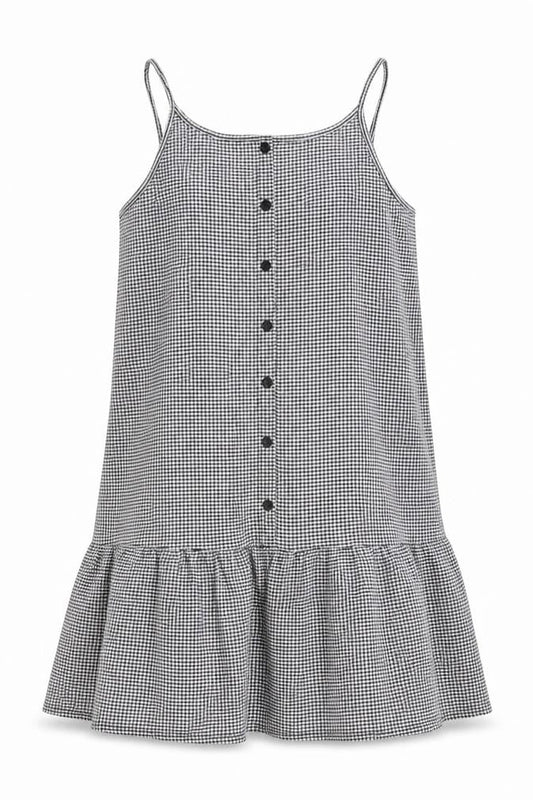 Primark Girls Black Check Polyester Trapeze & Swing  Size 14-15 Years  Round Neck