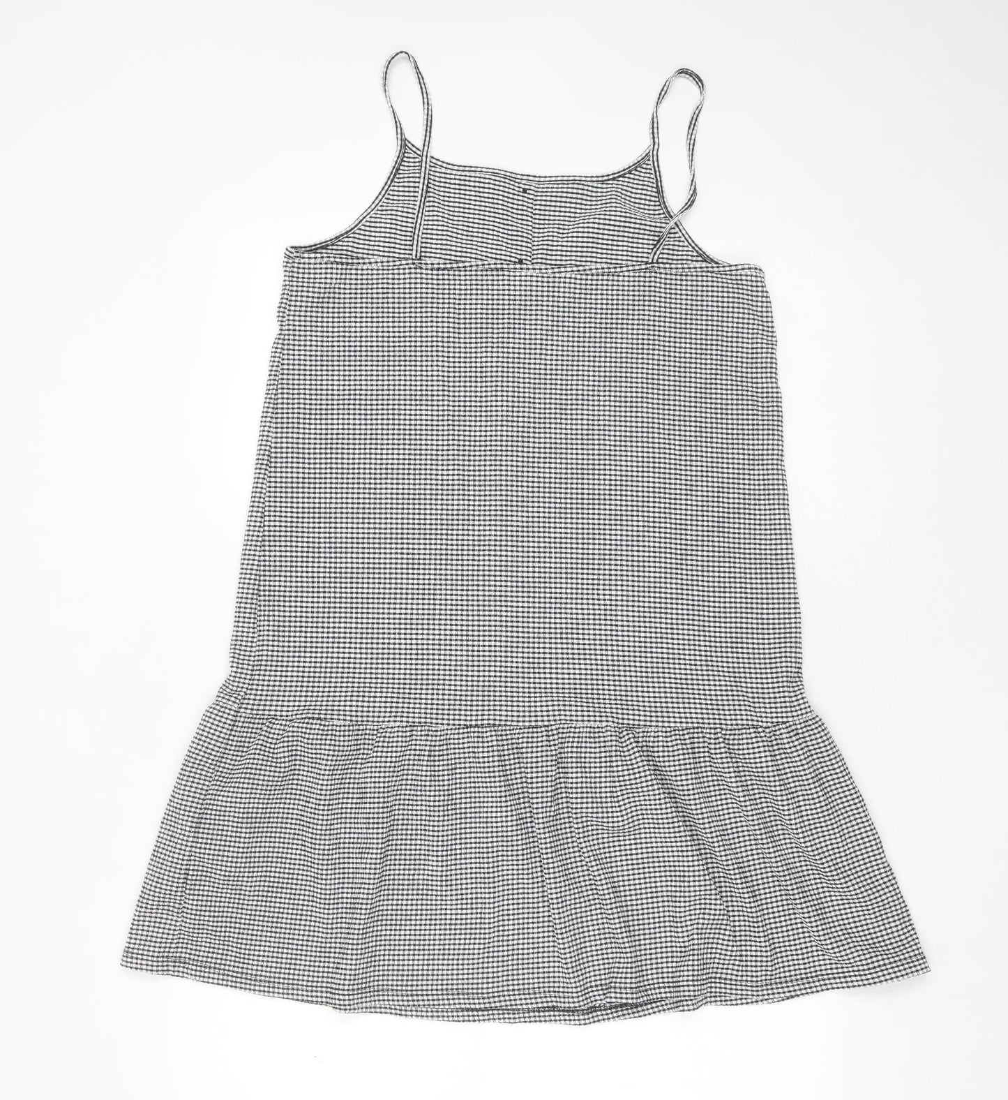 Primark Girls Black Check Polyester Trapeze & Swing  Size 14-15 Years  Round Neck