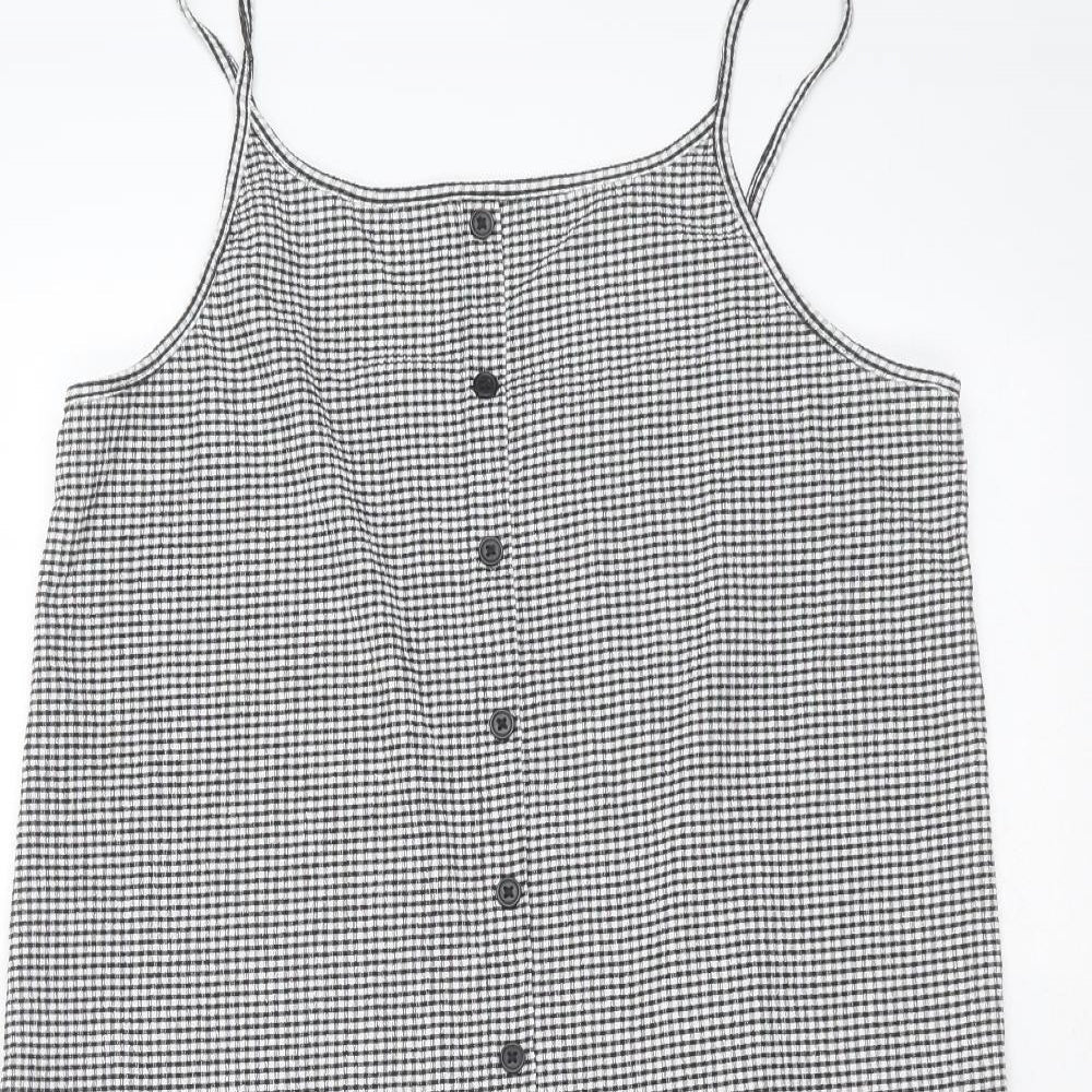 Primark Girls Black Check Polyester Trapeze & Swing  Size 14-15 Years  Round Neck