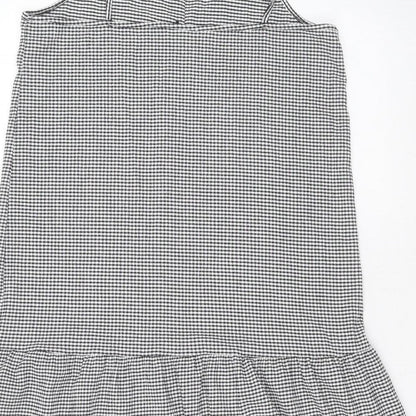 Primark Girls Black Check Polyester Trapeze & Swing  Size 14-15 Years  Round Neck