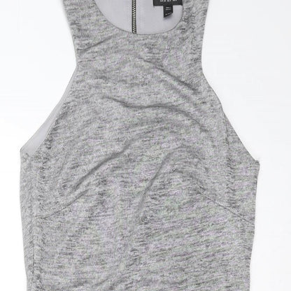 Topshop Womens Silver  Polyester Blend Mini  Size 8  Round Neck