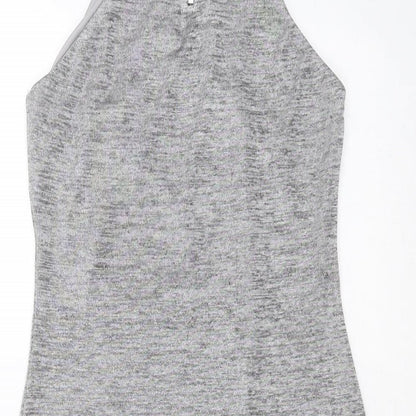 Topshop Womens Silver  Polyester Blend Mini  Size 8  Round Neck