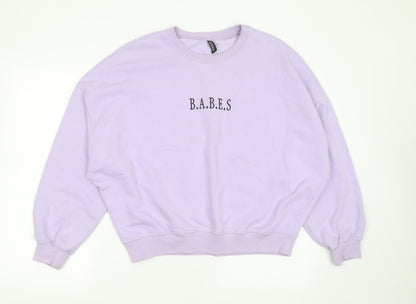 Womens UK Size L Divided by H&M Purple Pullover Sweatshirt
