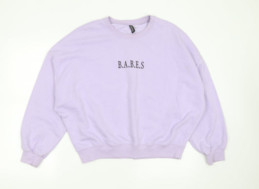 Womens UK Size L Divided by H&M Purple Pullover Sweatshirt