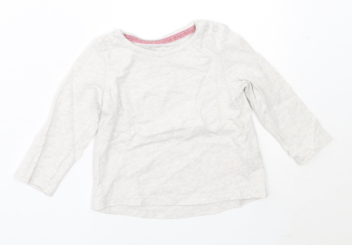 F&F Girls Grey  Cotton Basic T-Shirt Size 6-9 Months Round Neck