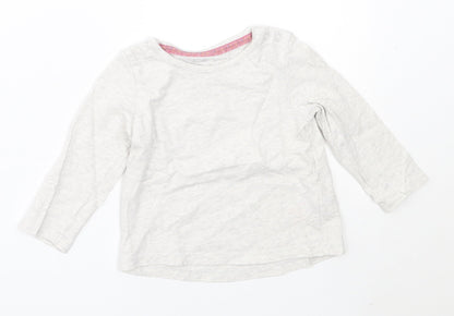 F&F Girls Grey  Cotton Basic T-Shirt Size 6-9 Months Round Neck