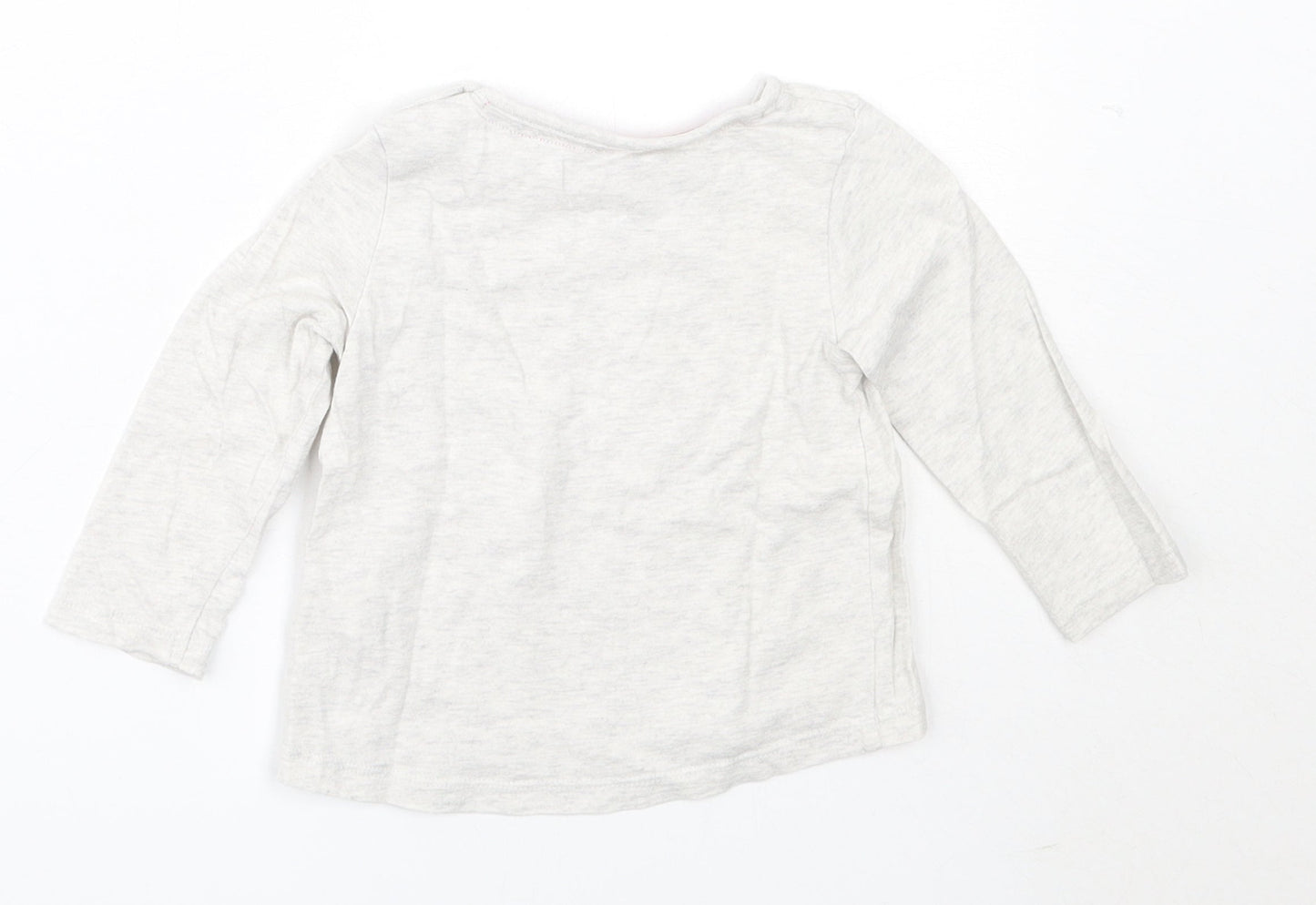 F&F Girls Grey  Cotton Basic T-Shirt Size 6-9 Months Round Neck