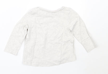 F&F Girls Grey  Cotton Basic T-Shirt Size 6-9 Months Round Neck
