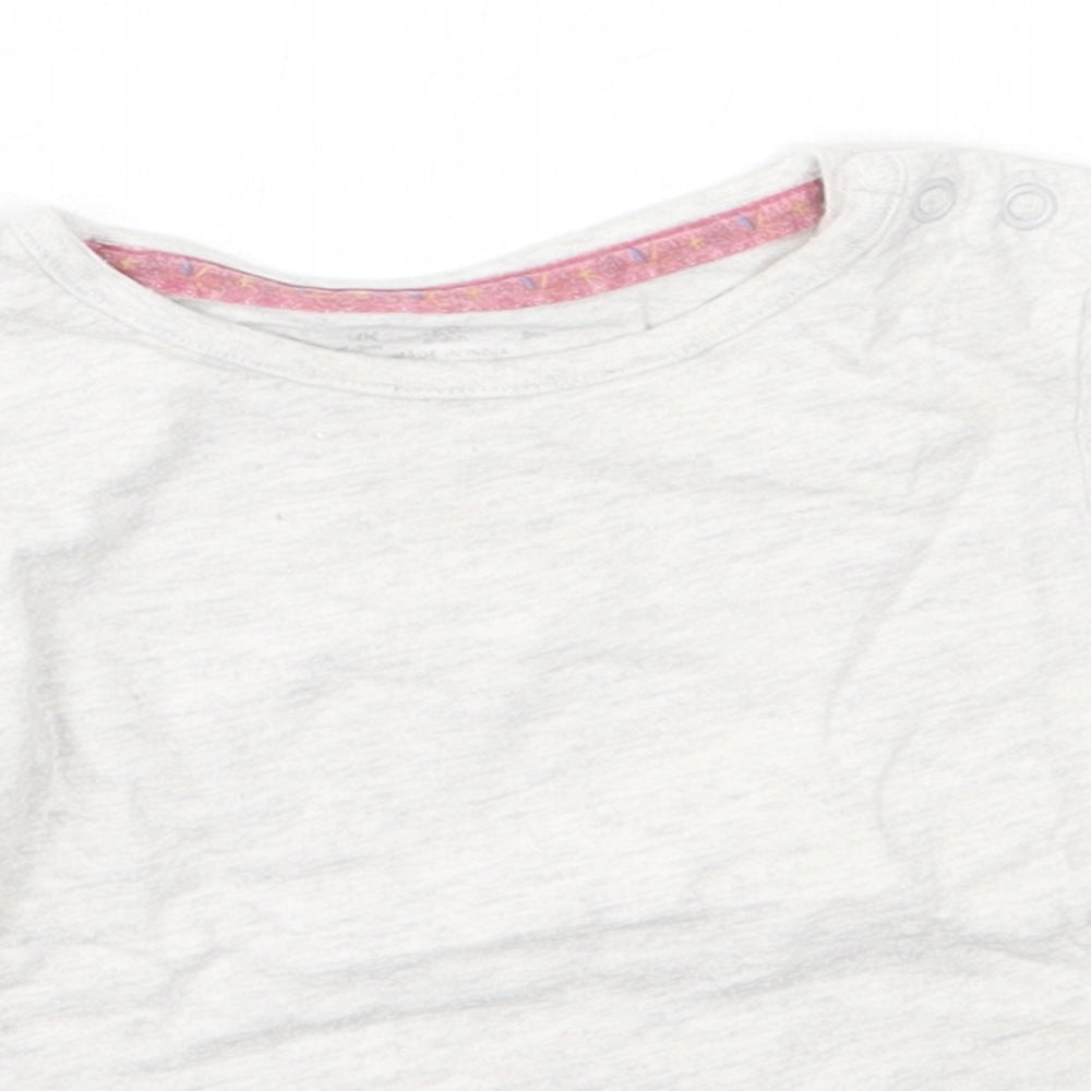 F&F Girls Grey  Cotton Basic T-Shirt Size 6-9 Months Round Neck
