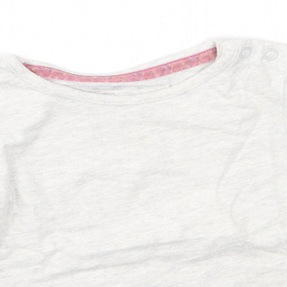 F&F Girls Grey  Cotton Basic T-Shirt Size 6-9 Months Round Neck