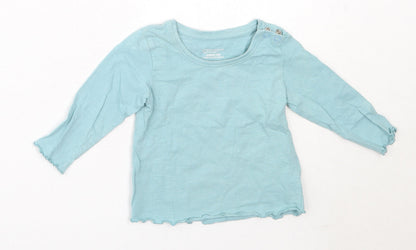 Primark Girls Blue  Cotton Basic T-Shirt Size 6-9 Months Round Neck