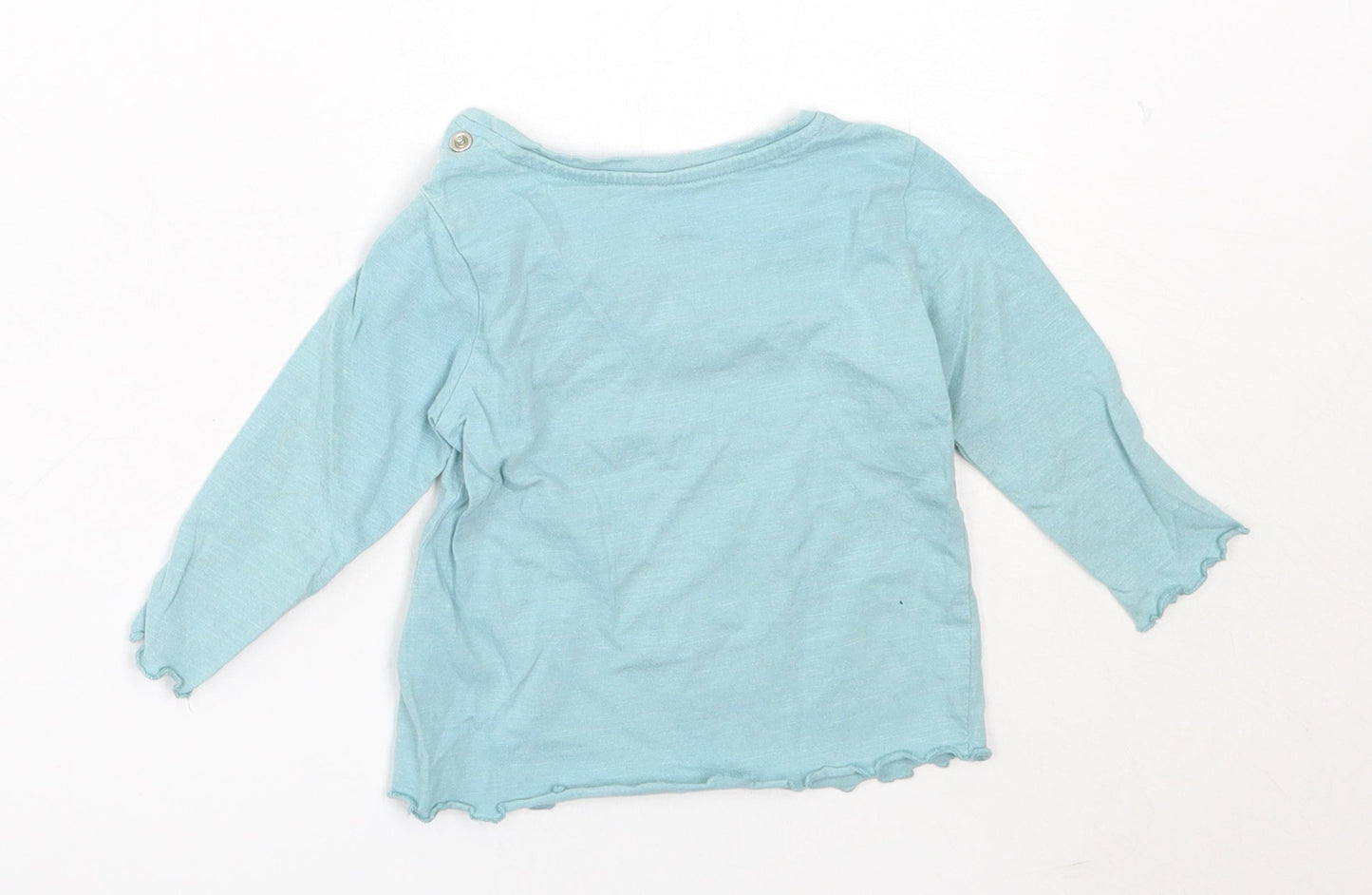 Primark Girls Blue  Cotton Basic T-Shirt Size 6-9 Months Round Neck