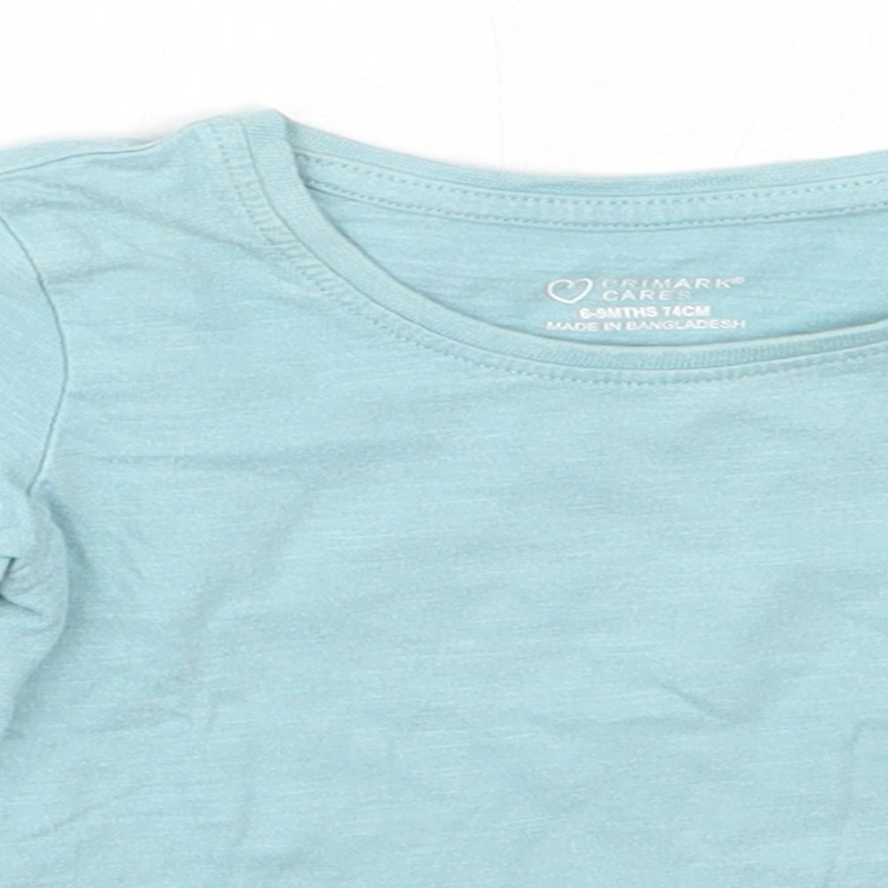 Primark Girls Blue  Cotton Basic T-Shirt Size 6-9 Months Round Neck