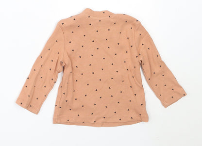 Primark Girls Beige  Cotton Basic T-Shirt Size 6-9 Months Round Neck