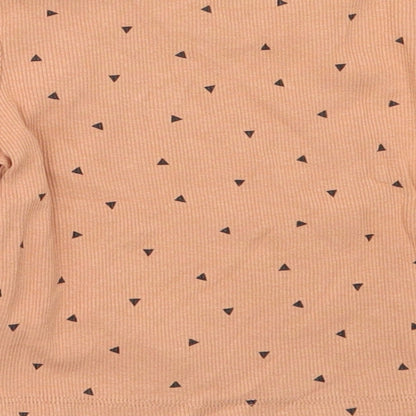 Primark Girls Beige  Cotton Basic T-Shirt Size 6-9 Months Round Neck