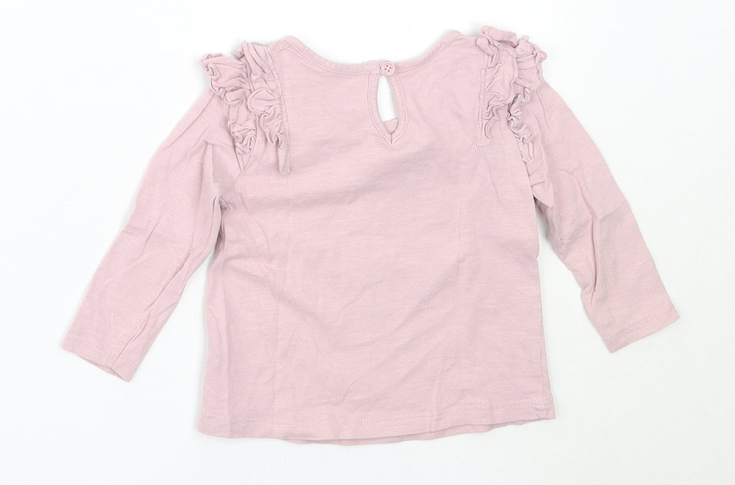 Primark Girls Pink  Cotton Basic T-Shirt Size 6-9 Months Round Neck