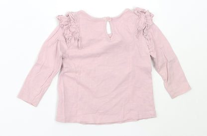 Primark Girls Pink  Cotton Basic T-Shirt Size 6-9 Months Round Neck