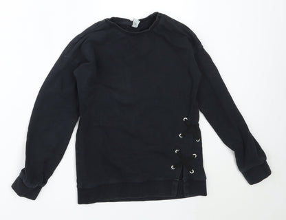 TU Girls Black  Cotton Pullover Sweatshirt Size 10 Years