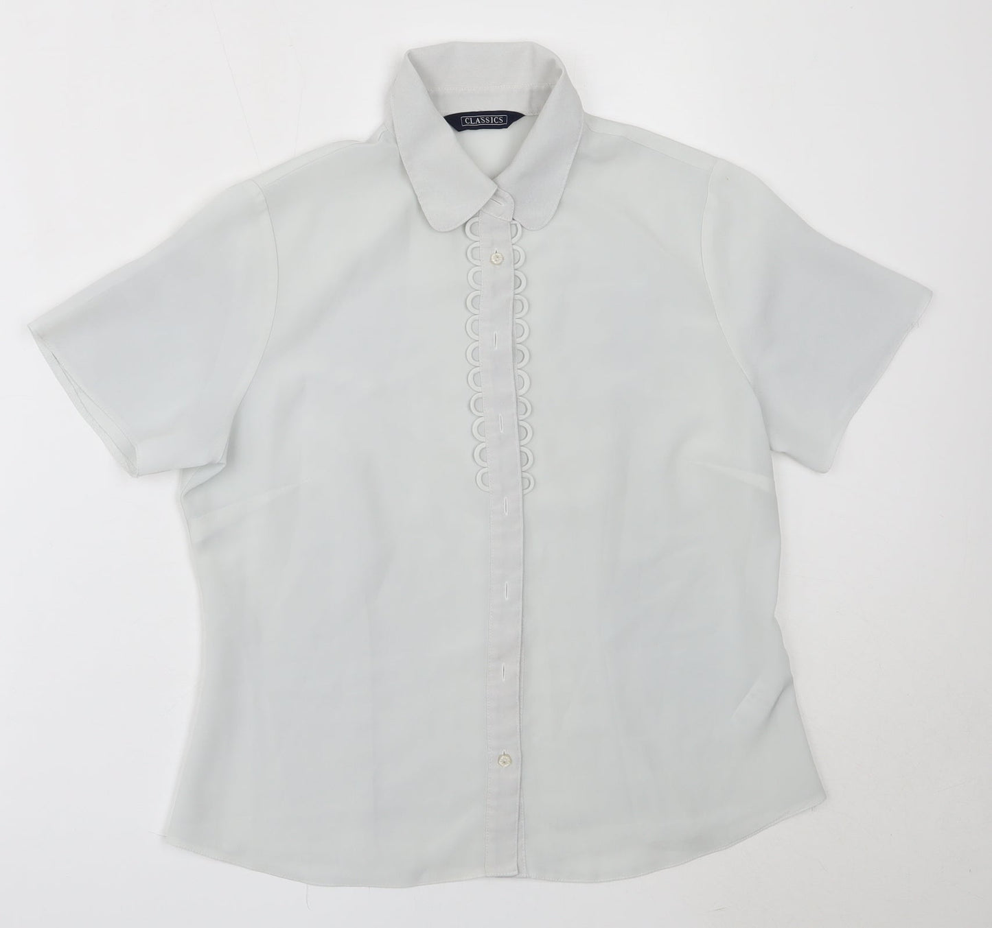 Womens UK Size 12 BHS Grey Basic Button-Up