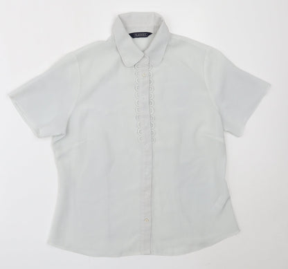 Womens UK Size 12 BHS Grey Basic Button-Up