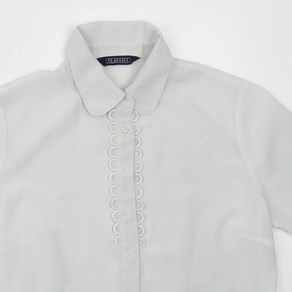 Womens UK Size 12 BHS Grey Basic Button-Up