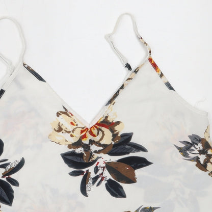 SheIn Womens White Floral Polyester Camisole Blouse Size M V-Neck