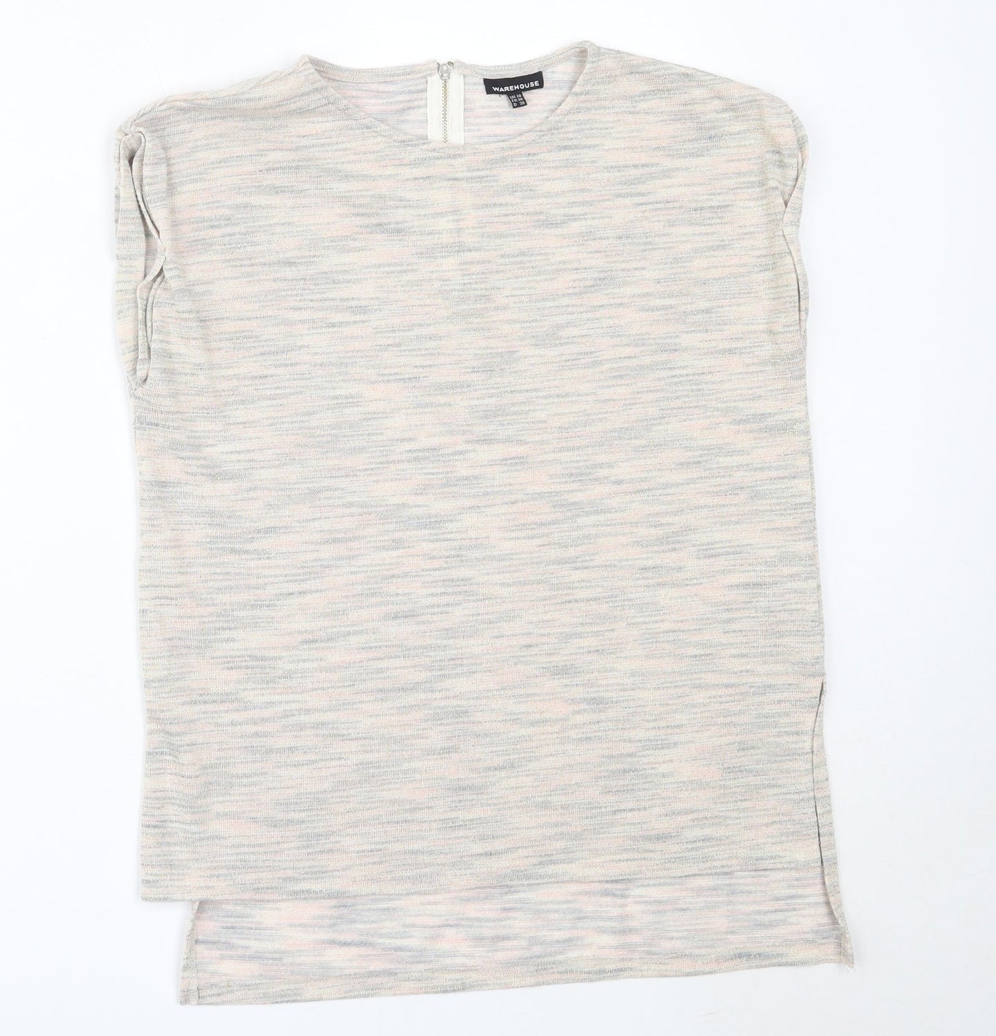 Womens UK Size 10 Warehouse Ivory Basic T-Shirt