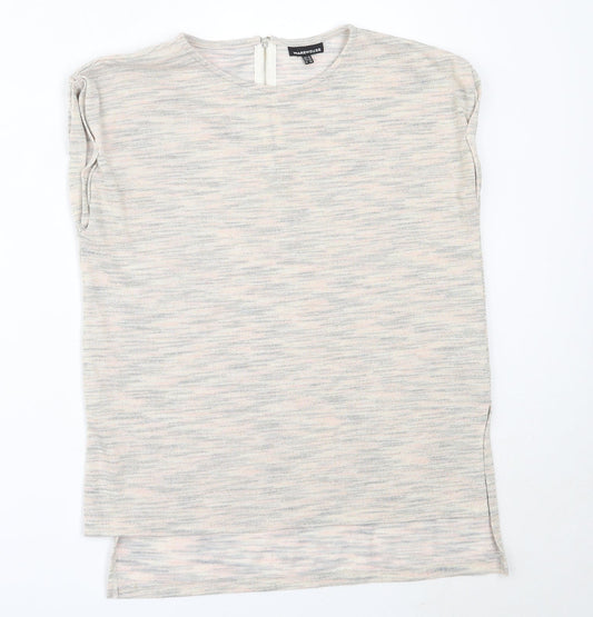 Womens UK Size 10 Warehouse Ivory Basic T-Shirt