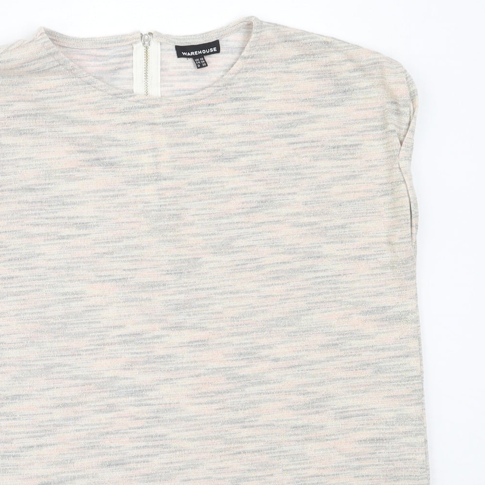 Womens UK Size 10 Warehouse Ivory Basic T-Shirt
