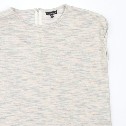 Womens UK Size 10 Warehouse Ivory Basic T-Shirt