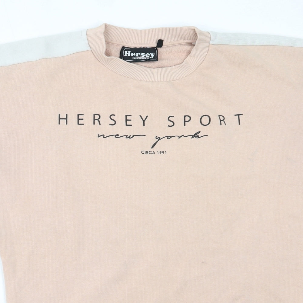 Hersey Womens Pink  Cotton Pullover Sweatshirt Size 10