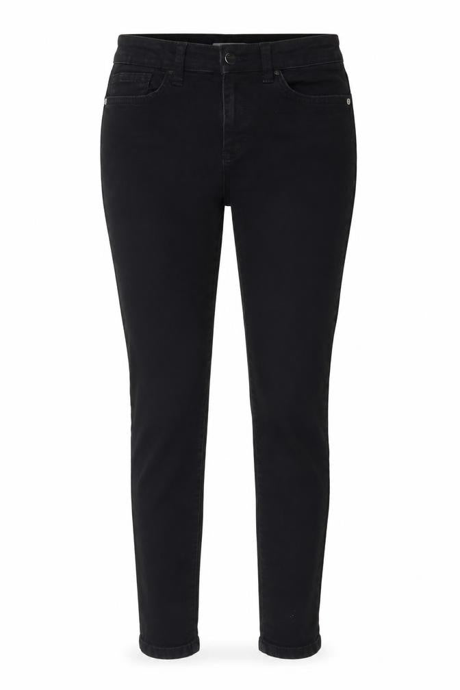 Front view of Very women’s black cotton skinny jeans, size UK 27, in, 25.5-inch leg regular