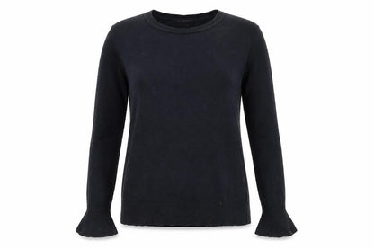 Front view of Dorothy Perkins women’s blue round neck acrylic jumper, size UK 10