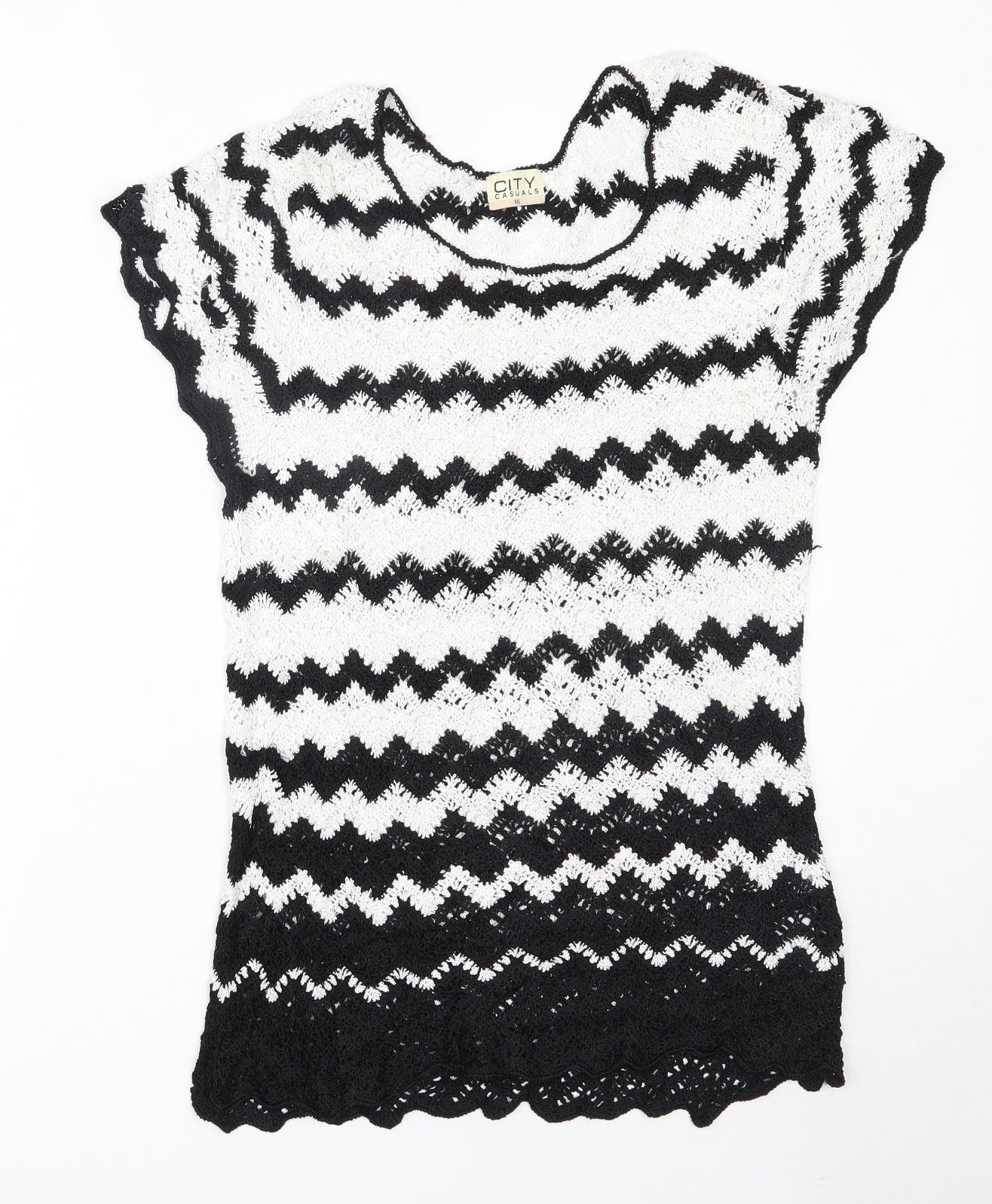 City Casuals Womens Black  Viscose Basic Blouse Size 2XL Round Neck